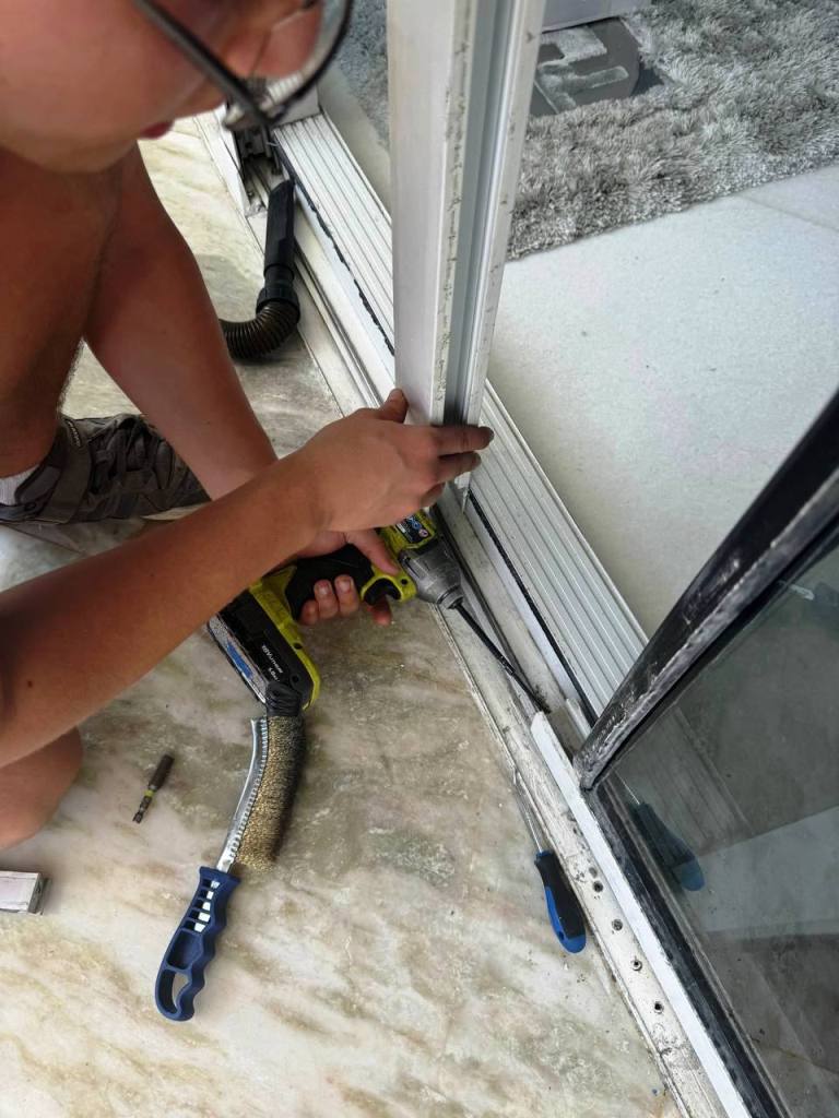 Heavy-duty track repair for impact-resistant sliding doors