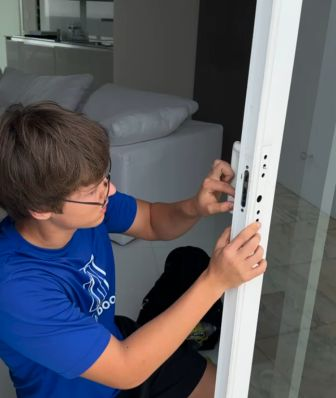 Installing new high-security lock mechanism with anti-lift pins and stainless steel components